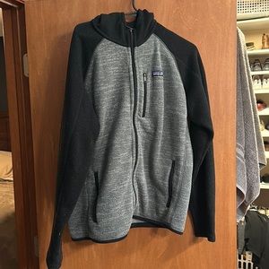 Men’s Patagonia Hooded Better Sweater Full Zip. Black/Gray. Size Large.